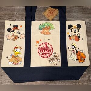 Trader Joe's Disneys Animal Kingdom Canvas Tote Bag - Navy and Cream